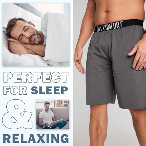 CityComfort Schlafanzug Herren Kurz M-4XL, 2er Pack Pyjama Shorts Herren Sommer mit Gummizug und Taschen, Freizeithose Loungewear, Geschenke für Männer (XL, Marineblau/Anthrazit)