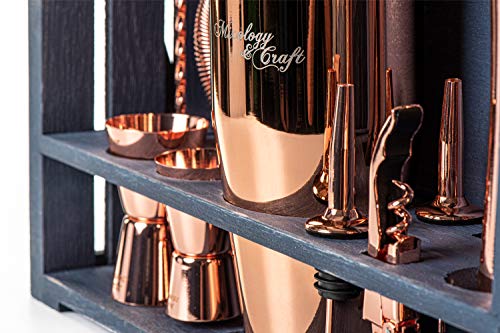 Mixology Bartender Kit: 11-Piece Copper Bar Set Cocktail Shaker Set with Rustic Wood Stand | Perfect Home Bartending Kit with Rose Gold Bar Tools and Martini Shaker for Foolproof Drink Mixing Mixology Bartender Kit: 11-Piece Copper Bar Set Cocktail Shaker Set with Rustic Wood Stand | Perfect Home Bartending Kit with Rose Gold Bar Tools and Martini Shaker for Foolproof Drink Mixing