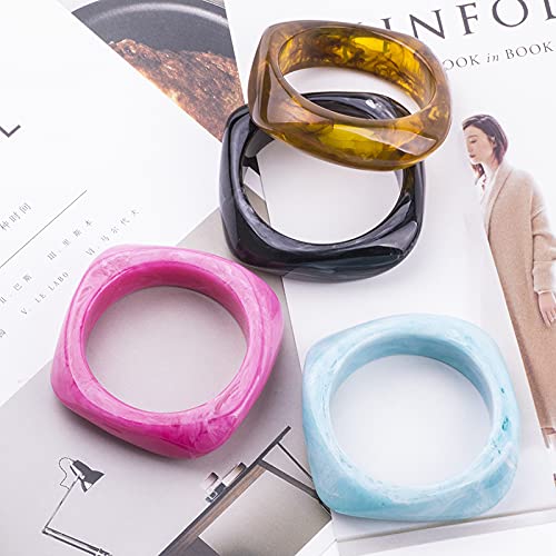 Colorful Acrylic Resin Bangle Bracelet Wristbands Tortoiseshell Acetate Plate Cuff Bracelet Vintage Wide Irregular Geometric Plastic Bracelet for Women Teen Girls2