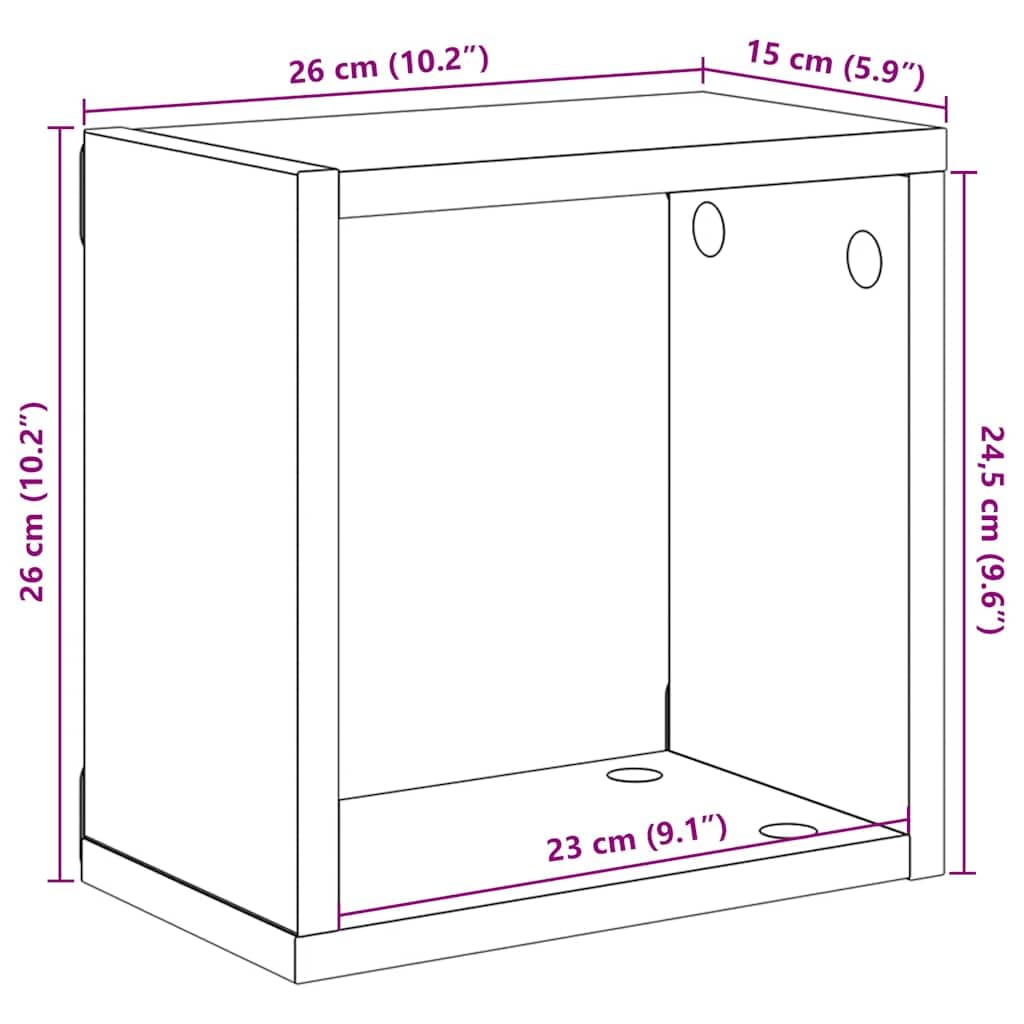 vidaXL 2X Etagères Cube Murales Etagères Suspendues Etagères Flottantes Salon Chambre Salle de Séjour Maison Intérieur Blanc 26x15x26 cm