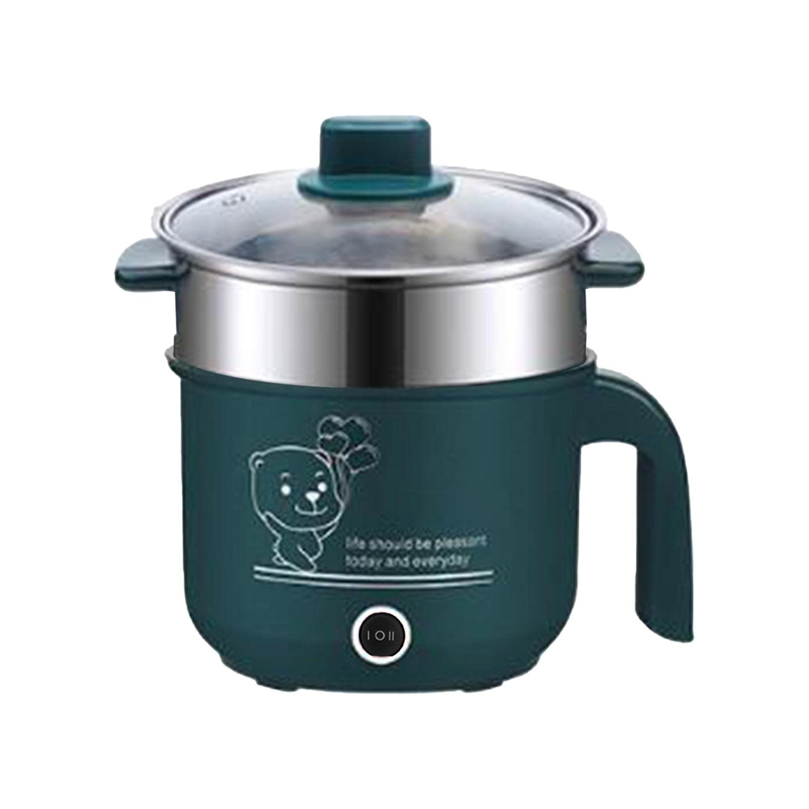 Sharplace Mini Hot Pot Ramen Cooker Antihaft-tragbare elektrische Mehrzweckpfanne für Home Office Dorm, mit Dampfgarer Grün