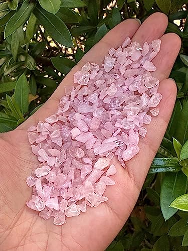 Image of 2 oz Lot Natural Semi Tumbled Gemstone Chips, Crushed Mini Crystals, Undrilled Crystal Chips (Rose Quartz)
