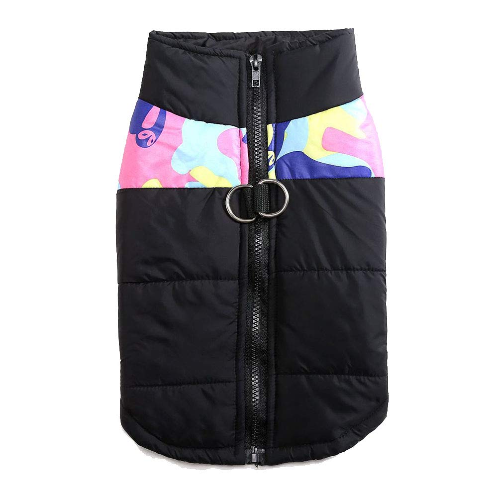 Waterproof Dog Coat Jacke Snowsuit Reflective Winter Warm Padded Vest Clothes for Small Medium Large Dogs Camouflage Pink XL