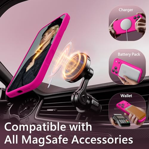 Image of FireNova Magnetic for iPhone 17 Pro Case, Compatible with MagSafe, [Integrated Silicone Camera Control Button] [Camera Protection] Anti-Scratch Microfiber Lining Phone Case, 6.3 inch, Hot Pink