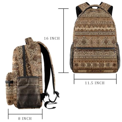 Mochila impermeable estilo étnico retro con compartimento acolchado para libros 2