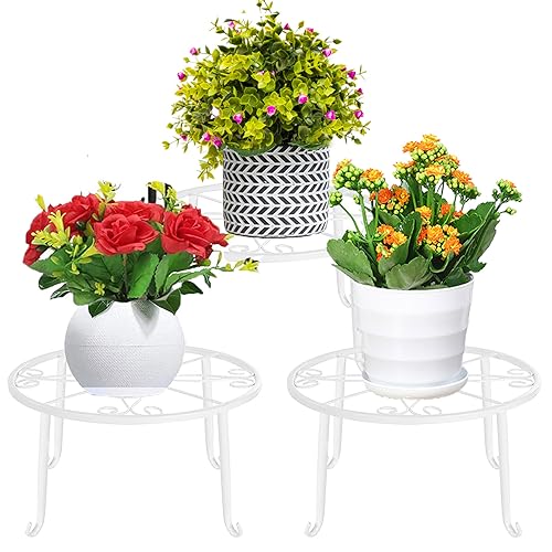 E-Greetshopping Pflanzenständer 3 Stück Metall Blumenständer Weiß...