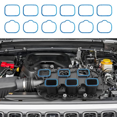 Rebvugr 6PCS Upper Intake Manifold Gasket and 6PCS Lower Intake Manifold Gasket Set OEM #5184331ac 5184562ac Ms97204 Intake Gasket Set Replacement for Dodge Chrysler Jeep Ram 3.6L