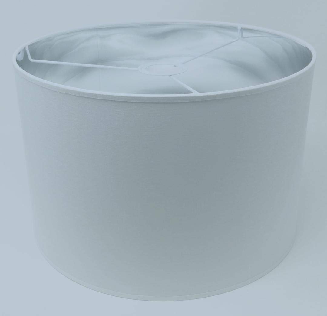 Lampenschirm Zylinder Form Weiß Stoff Silber Futter Handarbeit Verschiedene Größen Deckenanhänger - Tisch (40 cm Durchmesser 20 cm Höhe)