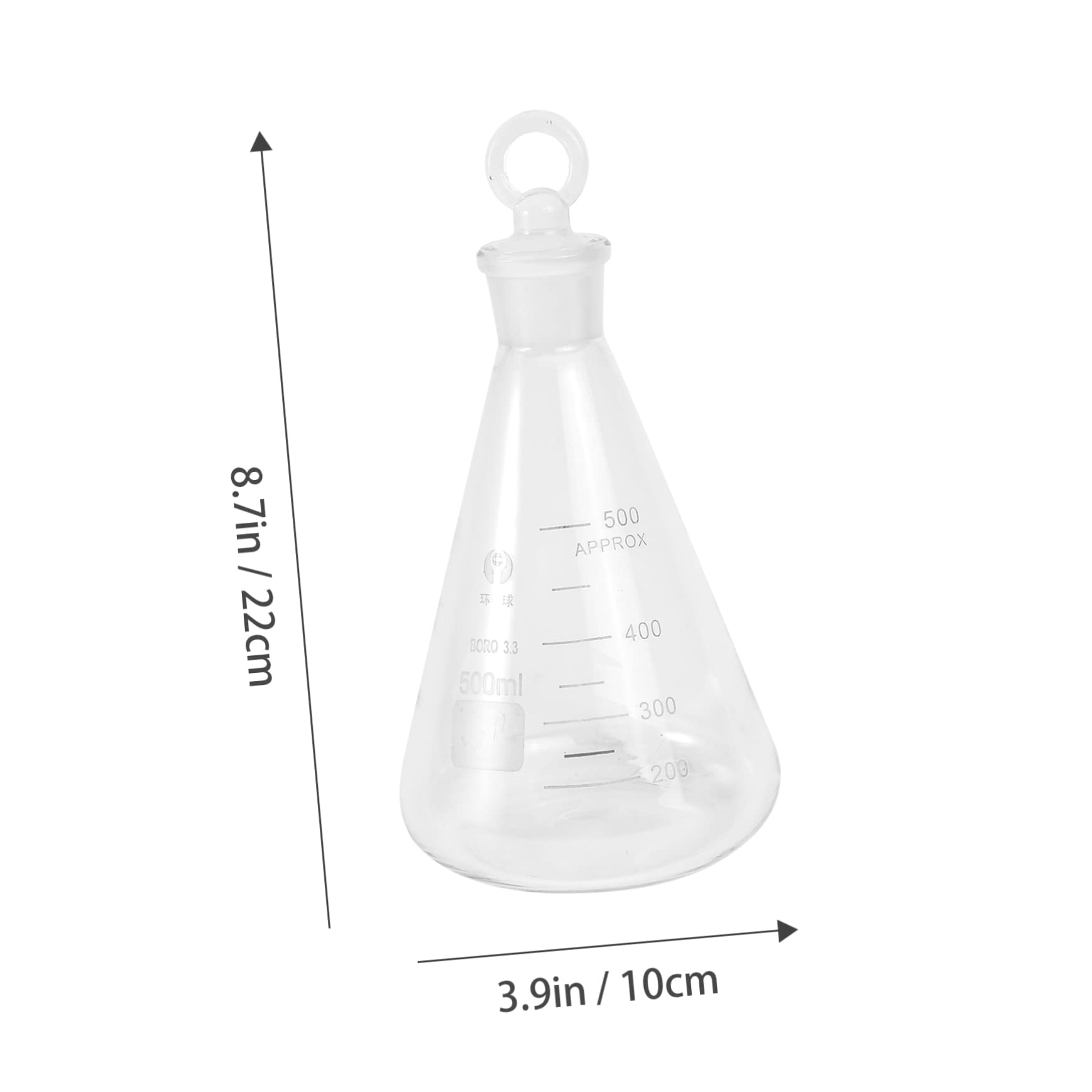 VILLFUL 1pc Erlenmeyer Flask Boiling Flask Borocilicate Flask Lab Volumetric Flasks Narrow-Mouth Flask Conical Flask with Plug Borosilicate Flask Measuring Flask PTFE Disk Lab Flask Glass