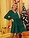 Amoretu Women Long Sleeve Tunic Dress V Neck Swing Shift Dresses (Green,Medium)