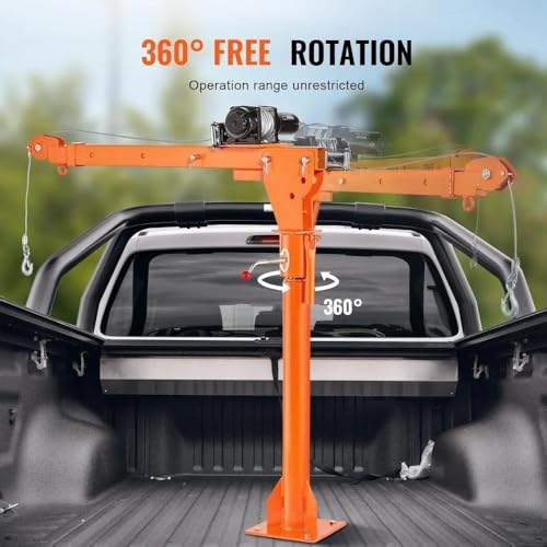 Gru di sollevamento motore per pick-up – capacità 500 kg, braccio girevole a 360° con paranchi elettrici, attrezzatura di sollevamento pesante