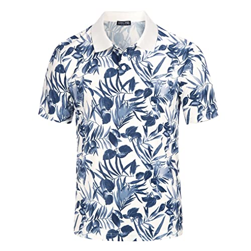 Pj Paul Jones Mens Casual Polo Shirts Tropical Short Sleeve Pique Polo Shirt Bowling Cool Performance Golf Shirts Leaves 2Xl #TOP1