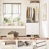 Aheaplus 2FT Closet System with 3 Drawers, 24 Closet Organizer, Wood Closet Organizer System, Walk-in Closet or Small Closets Wardrobe, Clothes Rack with Hanging Rods,-E6, White