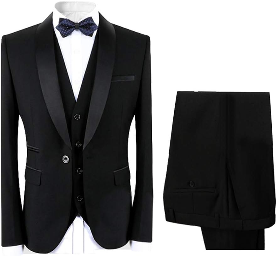 Sliktaa Mens Tuxedo Suits 3 Pieces Dinner Suit Wedding Formal Notched Lapel Blazer &Trousers& Waistcoat