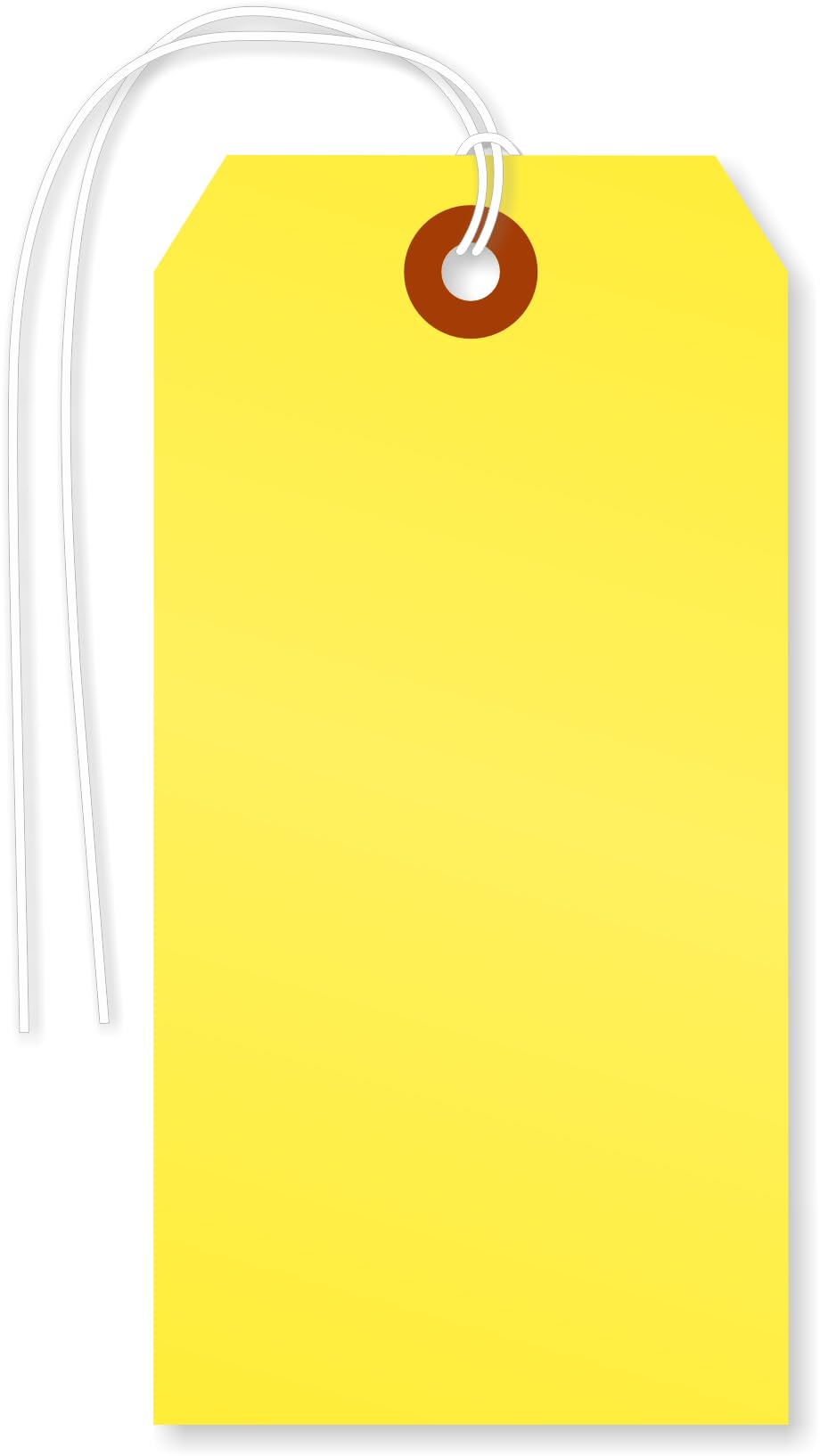 SmartSign Fluorescent Yellow Blank Tags with Pre-Attached String - 100-Pack, 4.75" x 2.375", Size#5, 13pt Thick Cardstock, Reinforced Fiber Patch - for Pricing/Craft/Stores/Sale, USA-Made