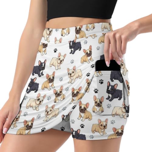 SESLFLKPJK 2026 Women Girls Lady Fashion Bulldog Flowy Shorts with Pockets
