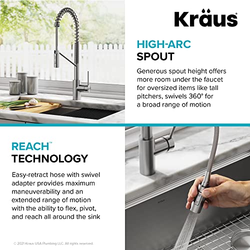 KRAUS Oletto Commercial Style Single Handle Pull Down Kitchen Faucet with QuickDock Top Mount Installation Assembly in Spot Free Stainless Steel, KPF-2631SFS by Kraus - Image 9