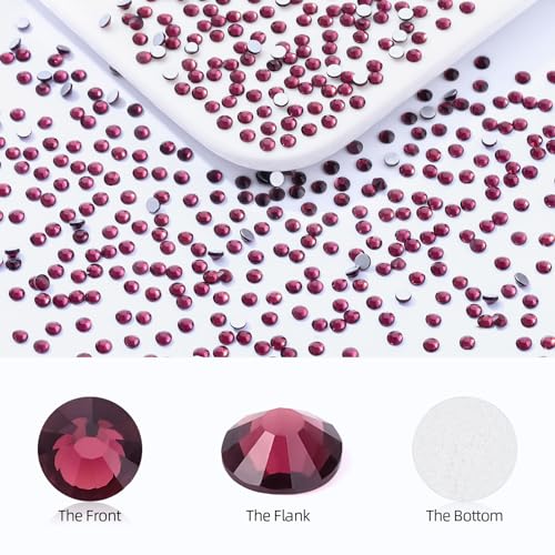Image of Purple Flatback Rhinestones, Glass Rhinestones for Nail Art and Craft, Glue Fix, Loose Crystal Gemstones(Purple, SS4, 1440pcs, 1.5-1.7mm)