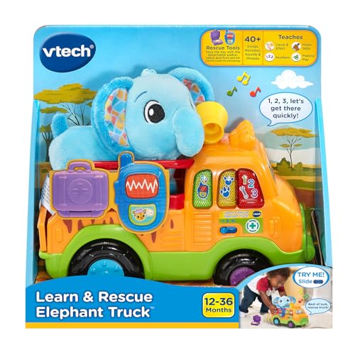 VTech Learn and Rescue Elephant Truck Pull Toy with Plush Elephant - image 7