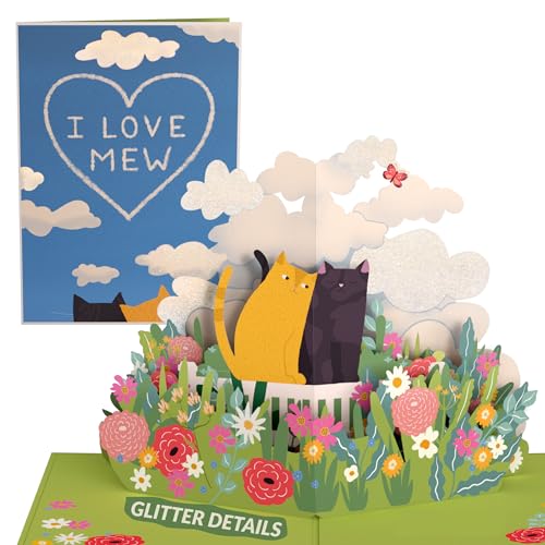 Lovepop Love Pop-Up Card for Her and Him - 3D Greeting Cards for Boys, Girls, Men, Women - I Love Mew Cats - 5" x 7" Card - Blank Notecard & Envelope Included