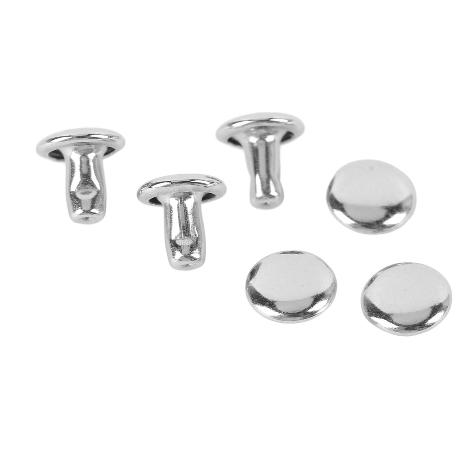 500 Sets Double Cap Rivets, 6x6mm Metal Rivet Kit Stainless Steel for Leather Crafts Clothing Easy to Use, with Small Hole