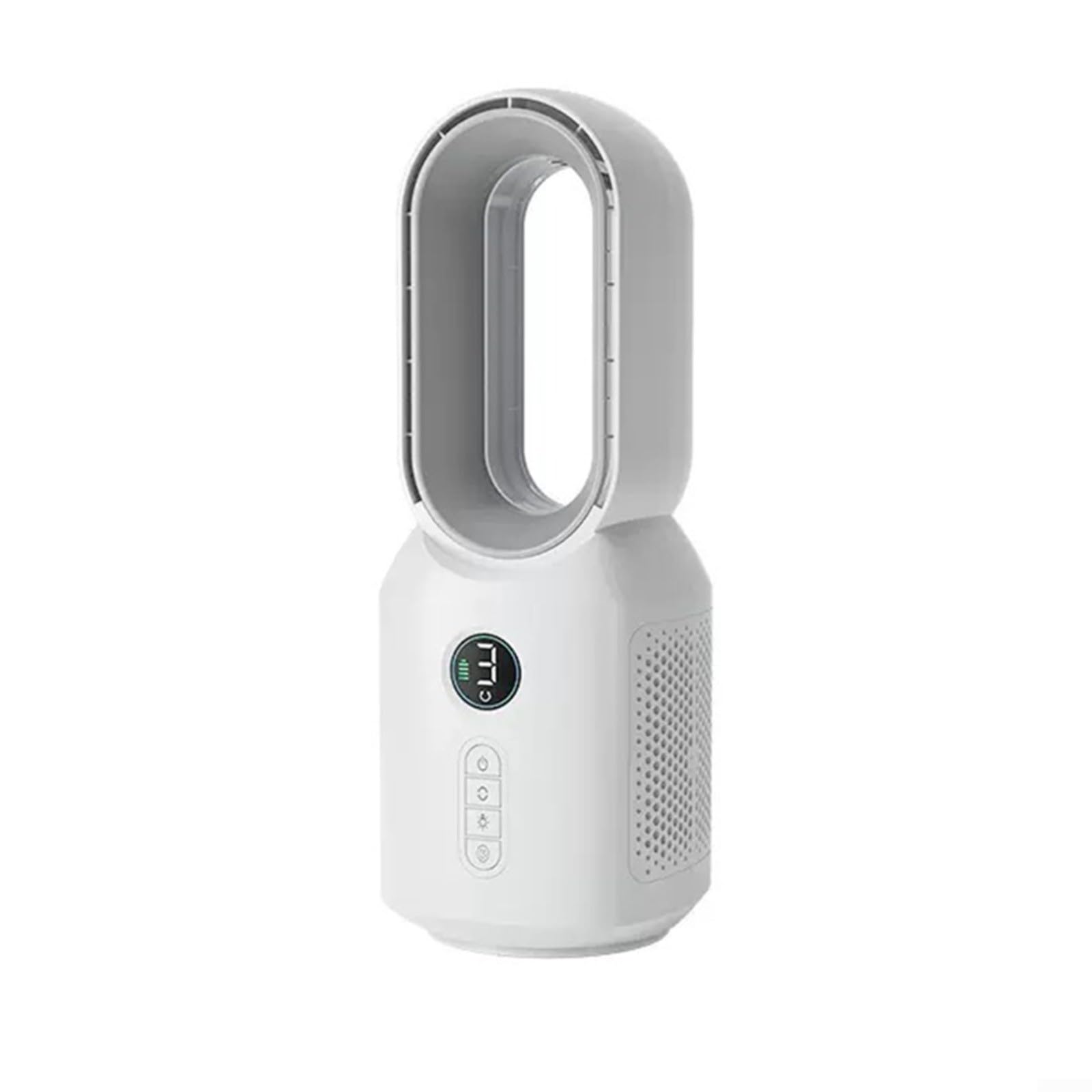 Ventilatore da scrivania senza pale, silenzioso ventilatore portatile da tavolo con oscillazione di 106°, display a LED e luce notturna, unità di raffreddamento per camera da letto e