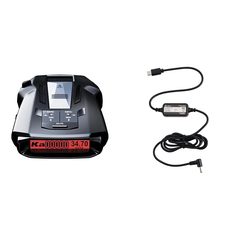 Cobra RAD 700i Laser Radar Detector + USB-C Power Cable Bundle - Premium Detection Range, Advanced Filtering Software, Apple CarPlay and Android Auto Compatible, Laser Eye Front and Rear Detection
