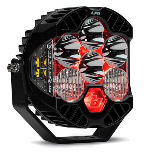 Baja Designs LP6 Pro LED Light Pod with Backlighting - Off Road Lighting for Jeep, Truck, Motorcycle, UTV, ATV, Lifetime Protection, Clear Driving Combo Lens (Red Backlight)