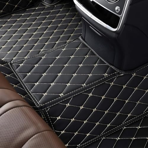 Image of 7D Car Foot Mat for VF MPV7 | Full Beige | Premium Leatherette | Imparts Luxurious & Elegant Look | 100% Waterproof and Dust Proof | Custom Fitted Car Floor Tray Mat
