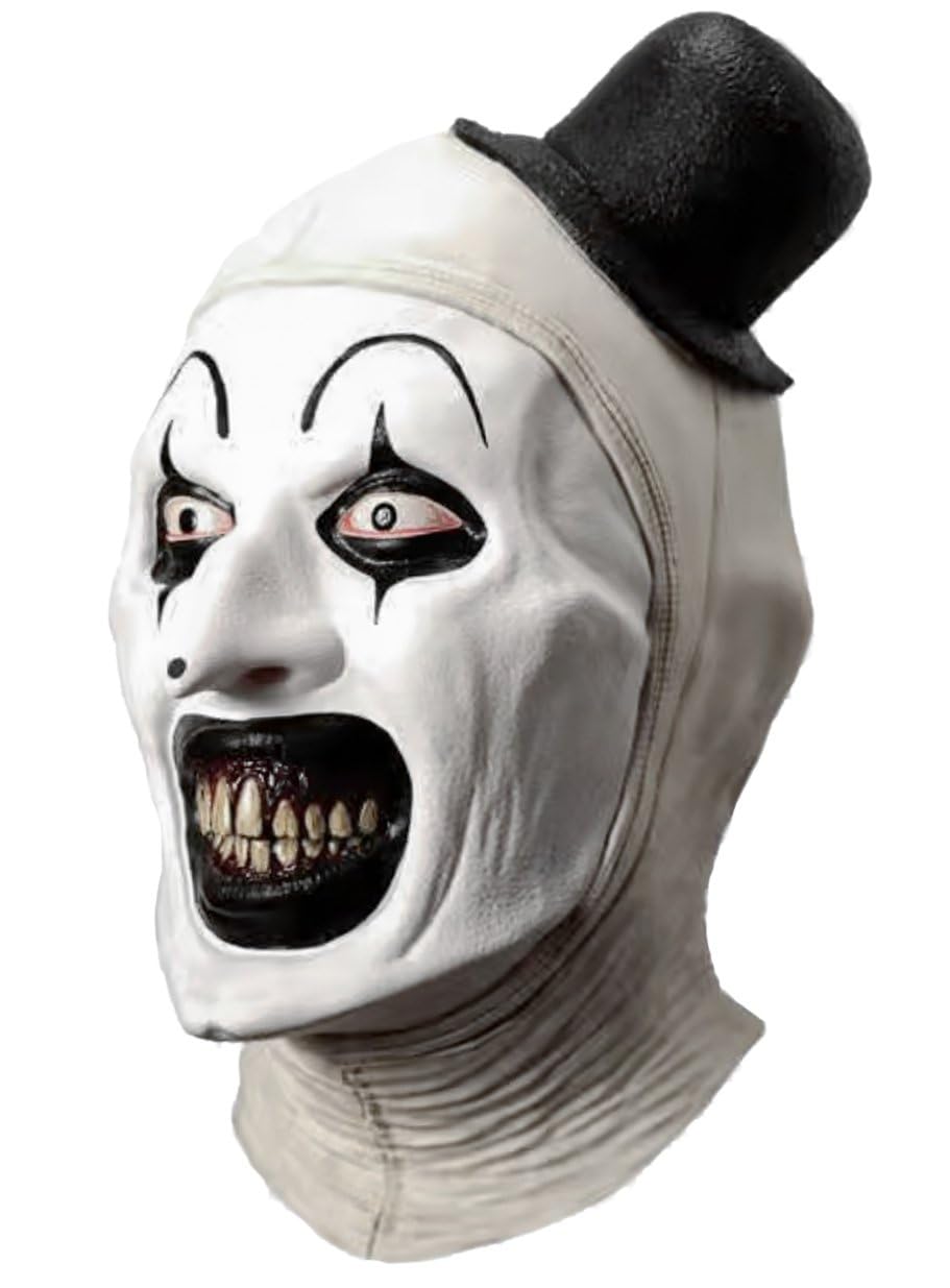 Terrifier 3 Art the Clown Masque en latex – Déguisement d'horreur pour Halloween, carnaval et fête effrayante