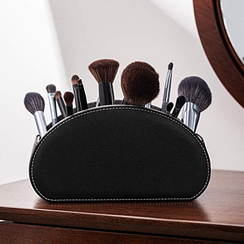 SANQIANWAN PU Leather Remote Storage Box Holder Remote Control Holder with 5 Compartments for TV Receiver DVD Desk Pen Kitchen Bathroom Makeup (Black) - Image 3