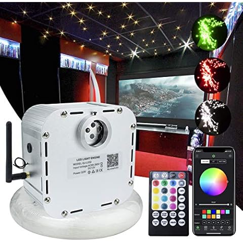Kingmaled 32W Twinkle APP Fiber Optic Ceiling Lights Star Kit for Home and Media Room Decoration, RGBW Music Activated LED Engine+Remote Control+Optic Fiber Cable 800pcs (400pcs*13.1ft+400pcs*9.6ft) Cover