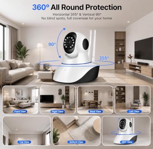 Image of Dr Vision 4MP Wireless Smart CCTV Camera for Home Security | 1080P HD Indoor WiFi Camera | Pan Tilt Zoom | Color Night Vision | Motion Detection | Two Way Audio with Mobile App V380 Pro (Dual Antenna)