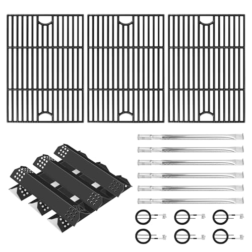 FlameDuty Cooking Grate Heat Shield and Burner Kit for Nexgrill Replacement Parts 6 Burner 720-0896 720-0896B 720-0896C 720-0896E 720-0896X for Nexgrill Deluxe & Evolution 6 Burner Gas Grills