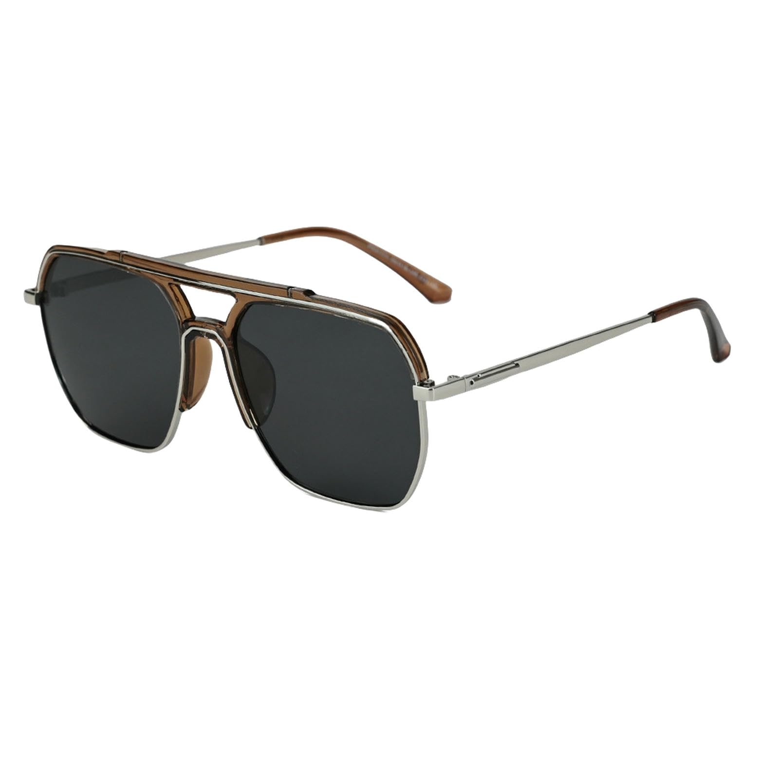 Sonnenbrille Damen Frauen Mode Große Für Das Fahren Von Strand Und Straßenfotografie Sonnenvisiere-c37 Silberrahmen Graues Blatt