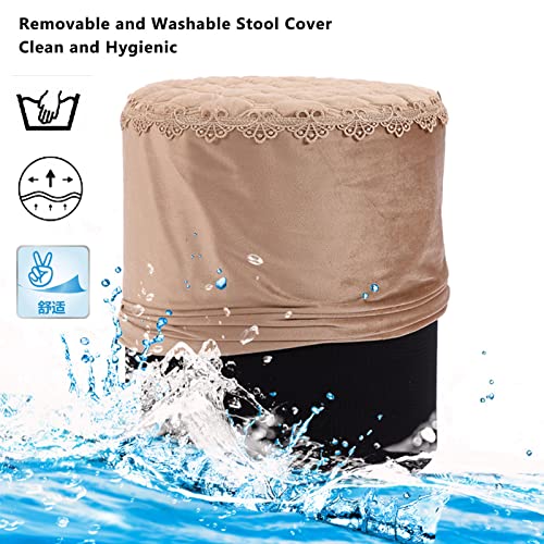 Pouf rond en tissu kaki : la solution de confort pour petits espaces - 6