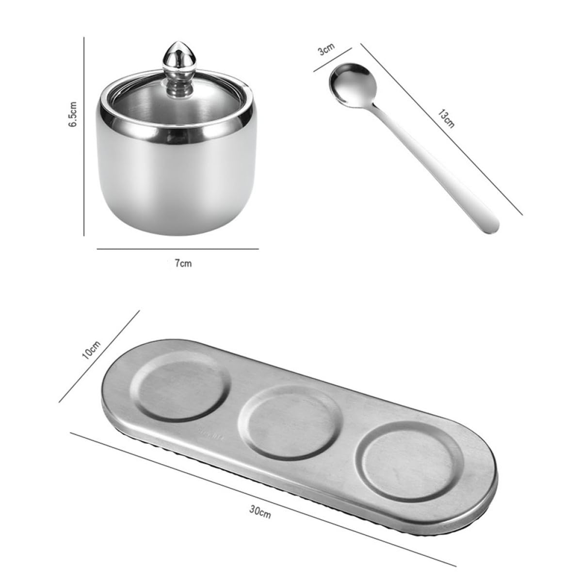 Barattoli per Spezie in Acciaio Inox 304 Set da 3 con Base, Contenitori Multifunzione per Conservazione Sale e Condimenti, Accessori Cucina per Uso Alimentare e Tavola
