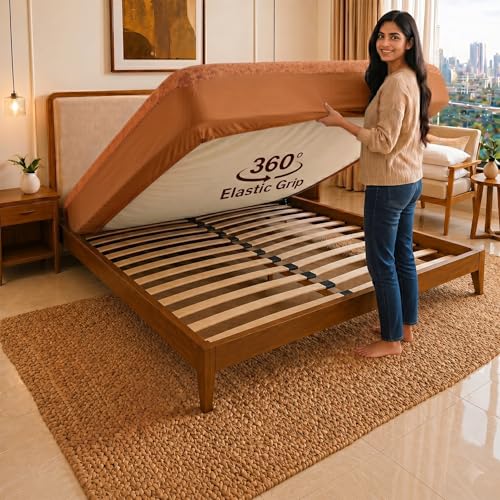 Image of Dream King Luxury Being Terry Cloth Fitted Mattress Protector Single Bed | Waterproof Ultra Soft Mattress Cover | Hypoallergenic Bed Cover 72X84 inch (Gold)