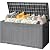 Flamaker Outdoor Storage Box 100 Gallon Waterproof Resin Deck Box Delivery Box with Air Rod Indoor Outdoor Lockable Storage Bench for Patio Cushions, Tools, Pool Accessories (Gray)