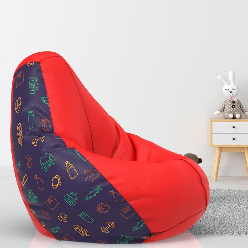 Biggie Bean Bag Cover 6XL- Official: Jack & Mayers Bean Bags - Max User Height : 6-6.5 Ft. - Weight : 99-110 Kgs(Model: Gym Poses - H - Red Black)-image-44