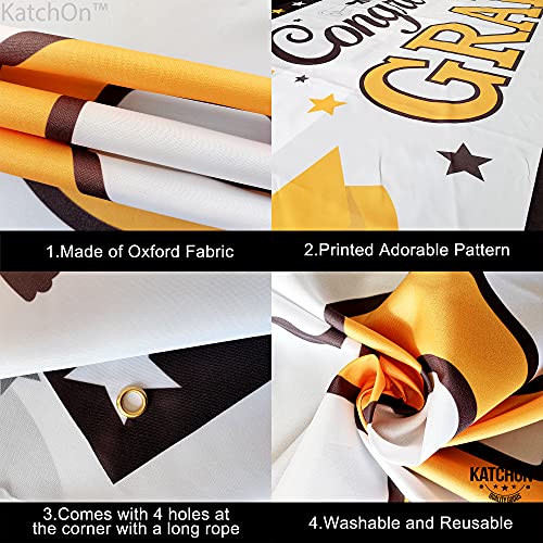 Image of KatchOn, XtraLarge Congrats Grad Banner - 72x44 Inch | White, Black and Gold Graduation Banner | Congratulations Wall Poster | Grad Backdrop For Graduation Decorations 2026