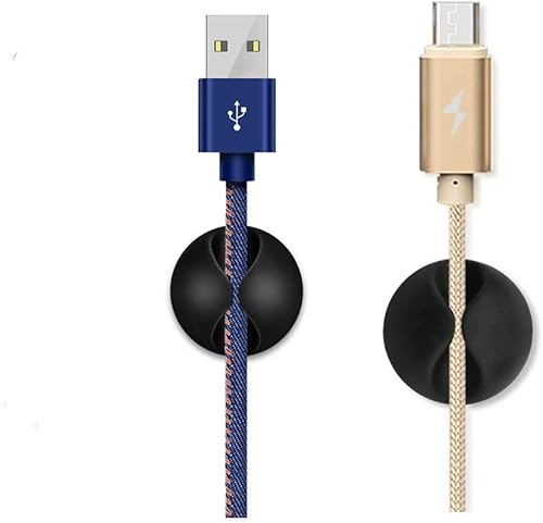 Miniatura 2 de Paquete de 20 soportes de clip de silicona negra, gestión de cables autoadhesivos, cables bien organizados para el hogar, oficina, automóvil