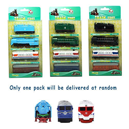 MinYn Locomotive Train Model Toy Pullback Retro Steam Train Magnetic Simulation Die cast Engine Vehicle Set Collection Gift Kids - 4pcs