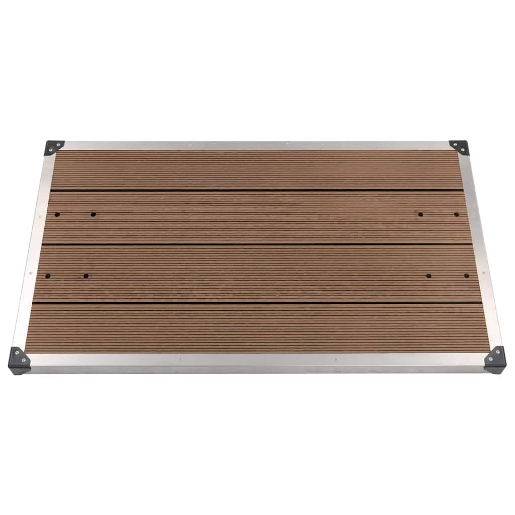 vidaXL Plato de Ducha de Jardín Base Exterior Panel Torre Sistema Aire Libre Playa Baño Piscina Accesorio WPC Acero Inoxidable Marrón