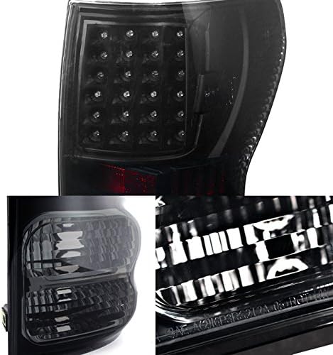 AKKON - For 07-13 Toyota Tundra Pickup Truck Black Smoke Rear LED Tail Lights Brake Lamps Replacement Pair
