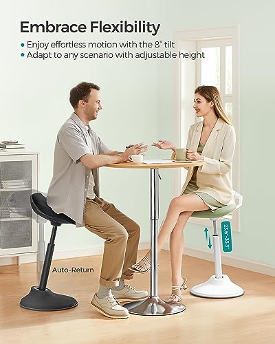 Image of SONGMICS Standing Desk Chair, Adjustable Ergonomic Wobble Stool, 23.6-33.3 Inches Drafting Chair, Swivel Sitting Balance Stool, Fabric Upholstery, Anti-Slip Bottom Pad, Sage Green UOSC002C01