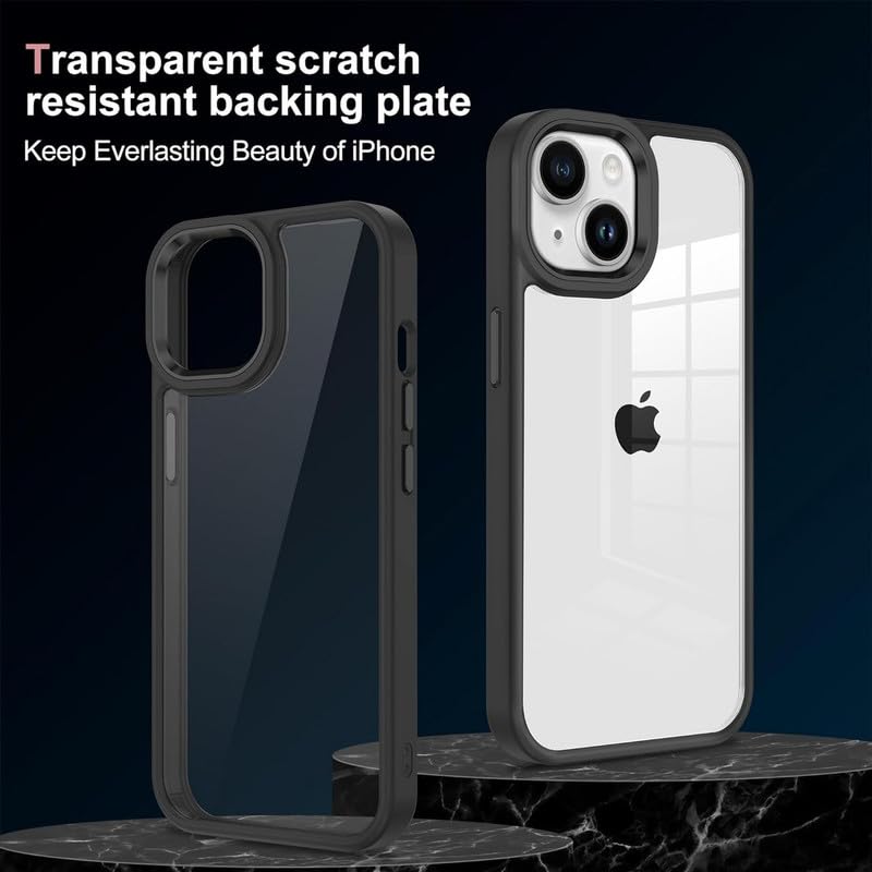 Image of Thermoplastic Polyurethane For iPhone Case 14,[Anti-Yellowing Technology] [Military Grade Drop Protection] Shockproof Slim Hybrid Phone Case For iPhone 14-Carbon Black