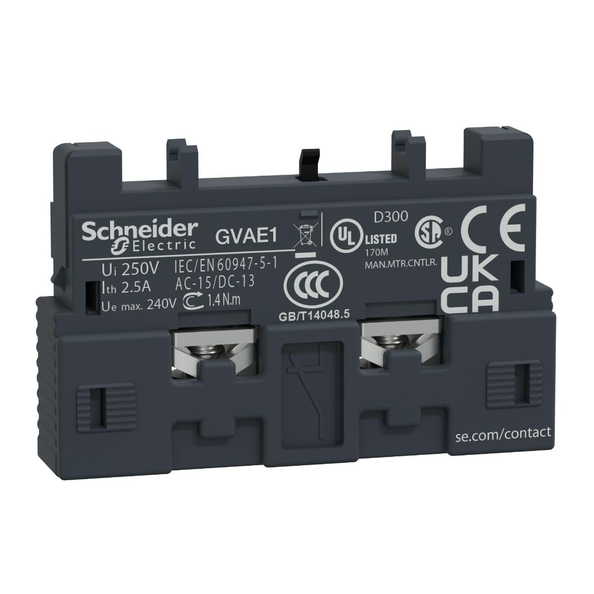 Telemecanique Auxiliary Switch GVAE1 for Motor Protection Circuit Breaker GV2/3