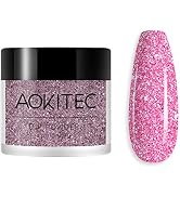 Aokitec Dip Powder Diamond Pink Color, Nail Dipping Powder French Powder Pro Collection System Na...