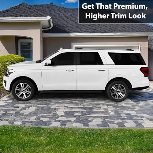 Image of BOGAR TECH DESIGNS for Ford Expedition MAX 2018-2024 Side Window Chrome Delete - Precut Vinyl Trim Overlay, Gloss Black Blackout Appearance